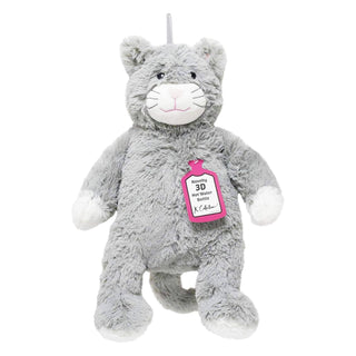 K Collection 3D Novelty Hot Water Bottle With Removable Cover -  750 ML Capacity - Grey Cat Design