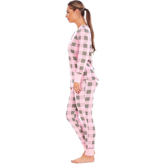 Keanu Ladies Thermal Pyjamas - Pink/Grey Buffalo Check Design