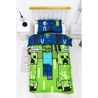Minecraft Reversible Duvet Set - Creeper Design - Single