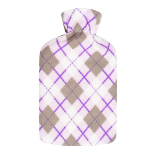 K Collection 2 x Hot Water Bottles With Removable Cover - 2L Capacity - Red & Purple Diamonds Design