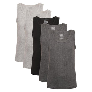 Heatforce Pack of 5 Kids Thermal Vest - Assorted Greys and White