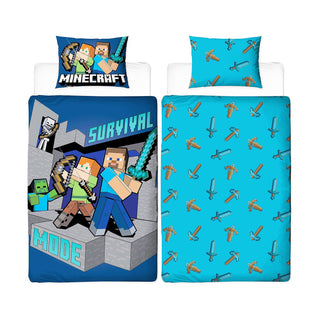 Minecraft Reversible Duvet Set - Survive Design - Single and Double