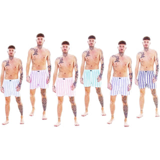 Keanu Pack of 6 Mens Woven Boxer Shorts - Assorted Pastel Design - Cotton Blend