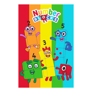 Numberblocks Fleece Blanket - Rainbow Numbers Design - 100% Polyester - 100 x 150cm