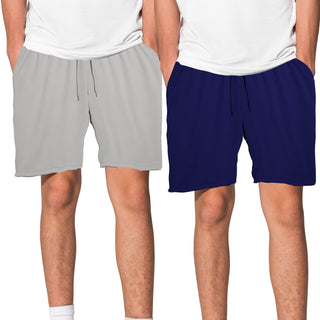 Keanu Mens 2 Pack Mesh Shorts - Navy and Grey Design