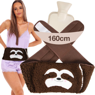 K Collection 160 cm Hot Water Bottle Belt with Plush Waist Cover -  1 Litre Capacity - Sloth Designs
