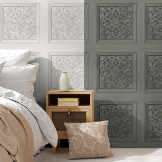 Fine Decor Carved Panel in Beige and Charcoal Wallpaper - 10m x 53cm Wide