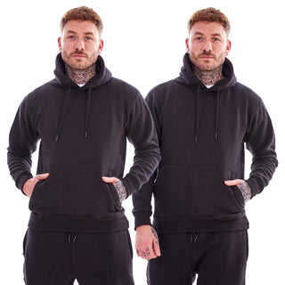 Keanu Mens 2 Pack Hoodie - Fleece Lining - Black Design
