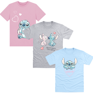 Stitch 3 Pack Kids T-Shirts - Stitch & Angel Designs - 100% Cotton