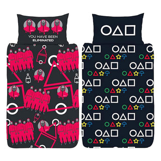 Squid Game Reversible Duvet Set - Symbols Game Design - Single and Double