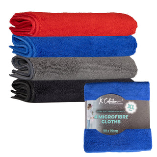 Premium Multicolour Microfibre Cleaning Cloth – Jumbo Size – 50 x 70cm - Multifunctional Heavyweight (400gsm) Reusable – Pack of 4 or 12