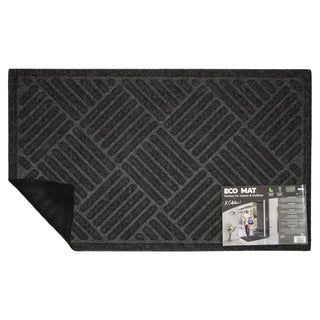 K Collection Recycled Enviro Non Slip Rubber Mat – Indoor/Outdoor Entrance Door Mat – Heavy Duty Eco Friendly - Perfect Dust/Debris Grabbing Doormats - Grey