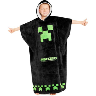 Minecraft Long Kids Fleece  Hoodie - Black Creeper Design - Super Soft Fleece