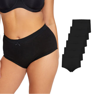 Harte & Soul Women’s 100% Cotton 6 Pack Full Briefs - Black