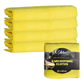 Premium Yellow Microfibre Cleaning Cloth – XL Size – 40 x 40cm - Multifunctional Heavyweight (400gsm) Reusable – Pack of 4 or 12