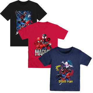 Spiderman 3 Pack Kids T-Shirts - Marvel Designs - 100% Cotton