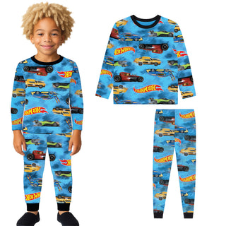 Hot Wheels Kids Pyjamas Set - All Over Print Cars & Logo - 2 to 8 Years