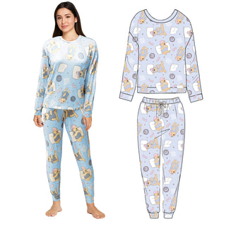 Winnie the Pooh Women’s Fleece Pyjama Set – 2 Piece Soft Long-Sleeve Top & Bottoms with All-Over Print – Sizes 4–6 to 20–22