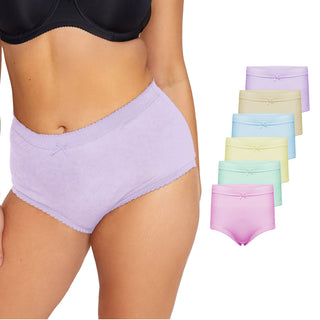 Harte & Soul Women’s 100% Cotton 6 Pack Full Briefs - Assorted Pastels