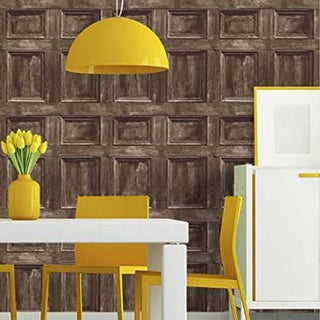 Brewster Wood Panel Wallpaper - Chocolate, Brown for Rustic Log Cabin Wood Look