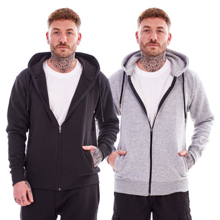 Keanu Kids 2 Pack Zip Up Hoodie - Fleece Lining - Black and Heather Grey Design