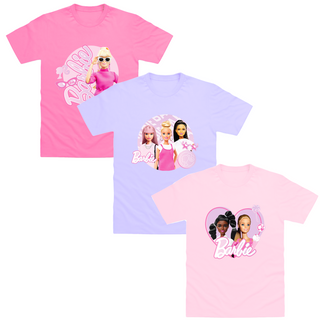 Barbie 3 Pack Kids T-Shirts - Barbie & Friends Designs - 100% Cotton