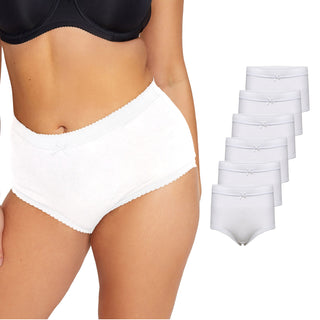 Harte & Soul Women’s 100% Cotton 6 Pack Full Briefs - White