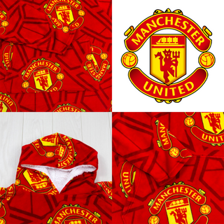 Manchester United Oversized Fleece Hoodie - Crest Design - 100% Polyester - For Kids