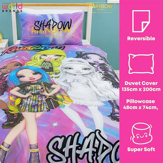 Rainbow High Reversible Duvet Set - Shadow High Dolls Design - Single