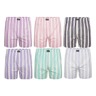 Keanu Pack of 6 Mens Woven Boxer Shorts - Assorted Pastel Design - Cotton Blend