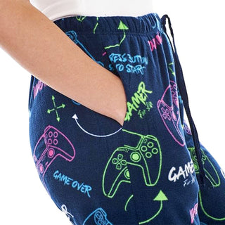 Gamer Mens Pack of 2 Lounge Pants - Gaming Levels Neon Controller Design - Sizes S - 2XL
