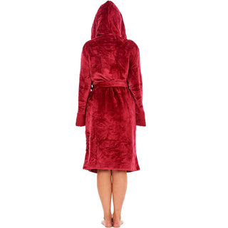 Keanu Ladies Sherpa Fleece Gowns - Berry Design - Shimmer Fleece