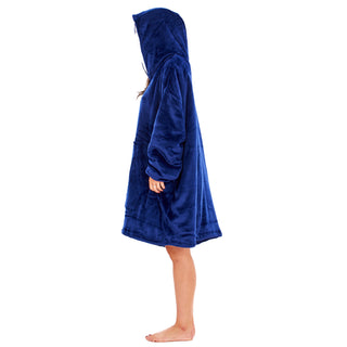 Keanu Unisex Fleece Oversized Hoodie - Plain Navy Design - Super Soft Sherpa