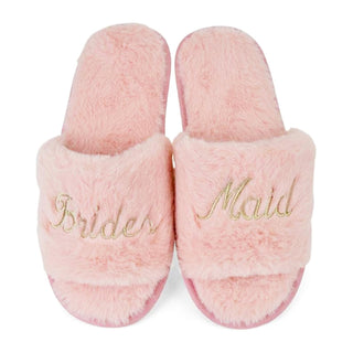 Keanu Ladies Slippers - Bridesmaid Design - Slip On Mule - Faux Fur Glitter