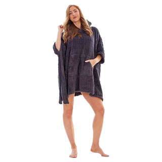 K Collection Ladies Ex Store Oversized Hoodie - Charcoal Design