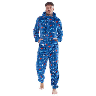 Gamer Mens Hooded Onesie - Game Over/Controller Design - 100% Fleece Polyester - Adults