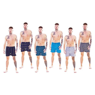 Keanu Pack of 6 Mens Woven Boxer Shorts - Assorted Pattern Design - Cotton Blend