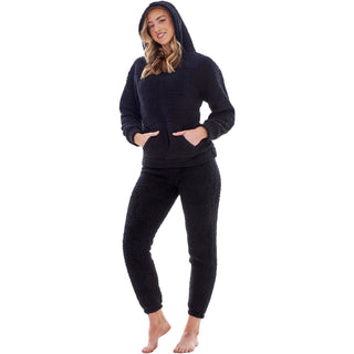 Keanu Ladies Borg Pyjamas - Black Design - Pull Over Hoodie