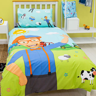 Blippi Reversible Duvet Set - Digger Adventure & Farm Fun Design - Single
