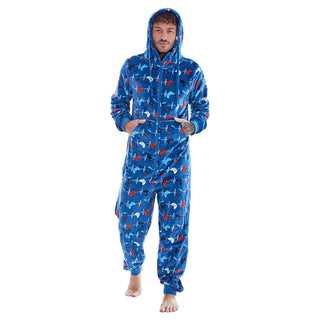 Gamer Mens Hooded Onesie - Game Over/Controller Design - 100% Fleece Polyester - Adults