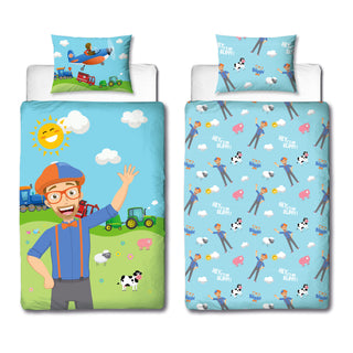 Blippi Reversible Duvet Set - Digger Adventure & Farm Fun Design - Single