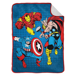 Jay Franco Fluffy Sherpa Fleece Throw Blanket - Marvel Design - 100% Polyester - 130 x 150cm