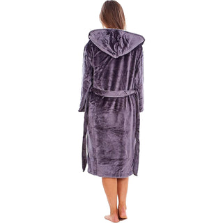 Keanu Ladies Sherpa Fleece Gowns - Charcoal Design - Shimmer Fleece