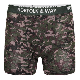 Norfolk & Way Pack of 6 Mens Boxer Trunks - Camouflage Design - Cotton Blend