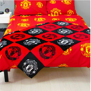 Manchester United Fleece Blanket - Checkered Design - 100% Polyester - 100 x 150cm