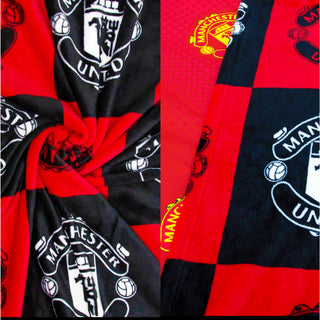 Manchester United Fleece Blanket - Checkered Design - 100% Polyester - 100 x 150cm