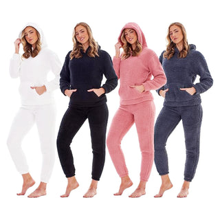Keanu Ladies Borg Pyjamas - Charcoal Design - Pull Over Hoodie
