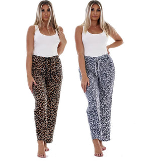 Keanu Ladies Pack of 2 Fleece Lounge Pants - Animal Print Design
