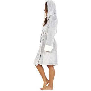Keanu Ladies Sherpa Fleece Gowns - Grey Design - Shimmer Fleece