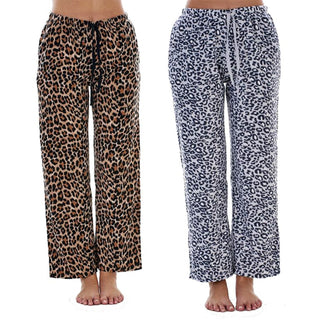 Keanu Ladies Pack of 2 Fleece Lounge Pants - Animal Print Design